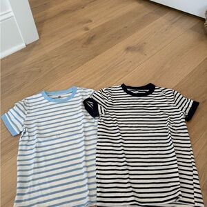 (2) Classic Striped Kids' Tees - light blue and navy